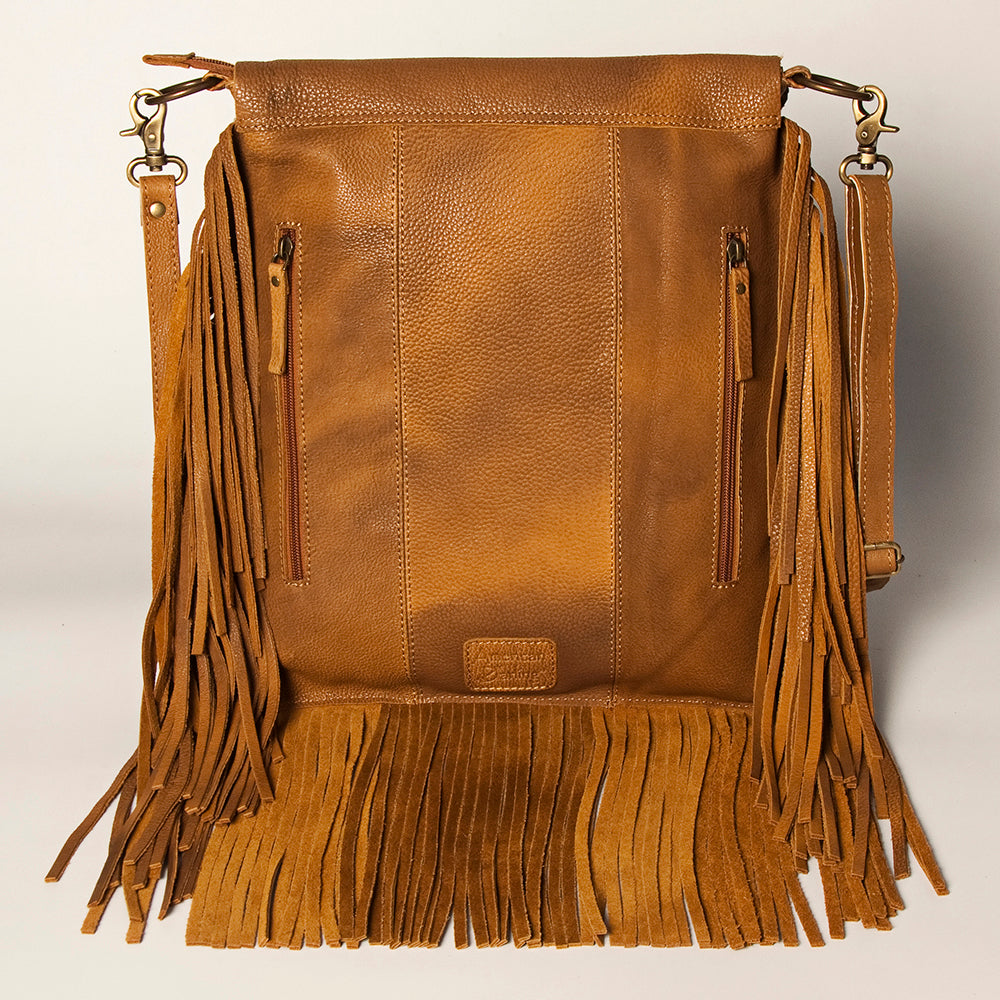 American Darling Women's Messenger Bag Hair-On Cowhide Fringes Eco-Friendly Vegetable-Tanned Genuine Leather YKK Zipper