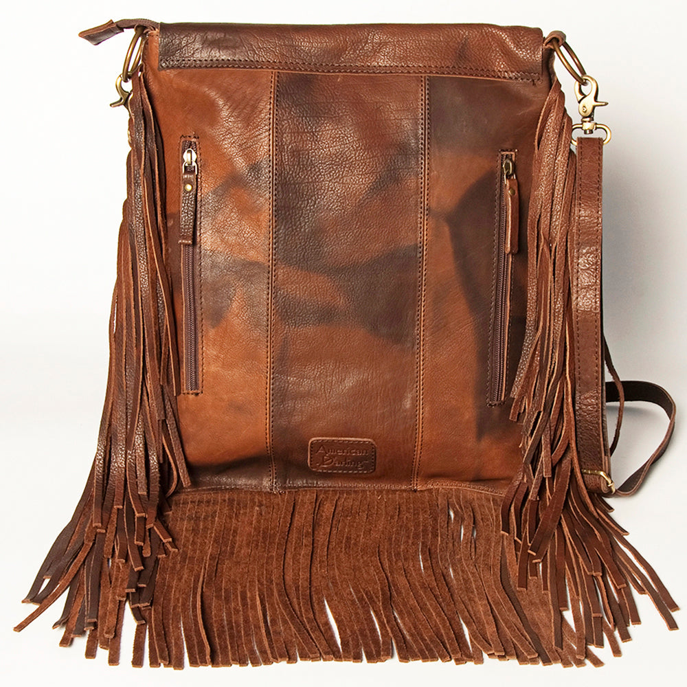 American Darling Women's Messenger Bag Hair-On Cowhide Fringes Eco-Friendly Vegetable-Tanned Genuine Leather YKK Zipper