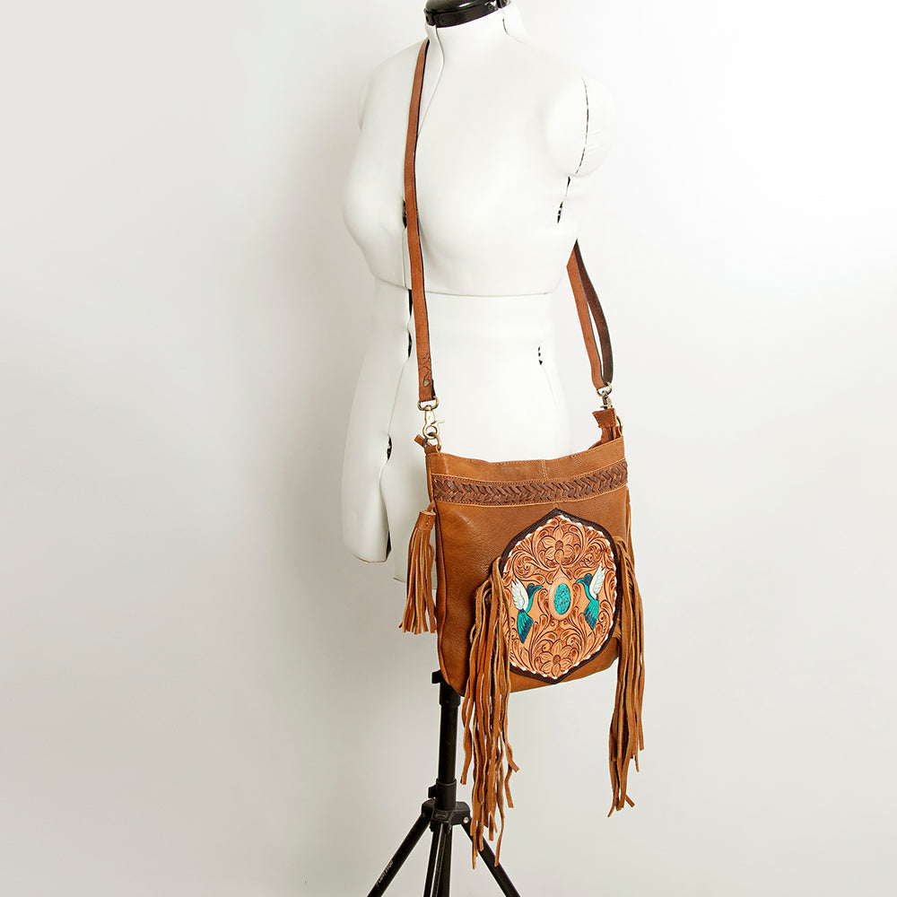 American Darling Hand-Tooled Genuine Leather Large Crossbody Bag