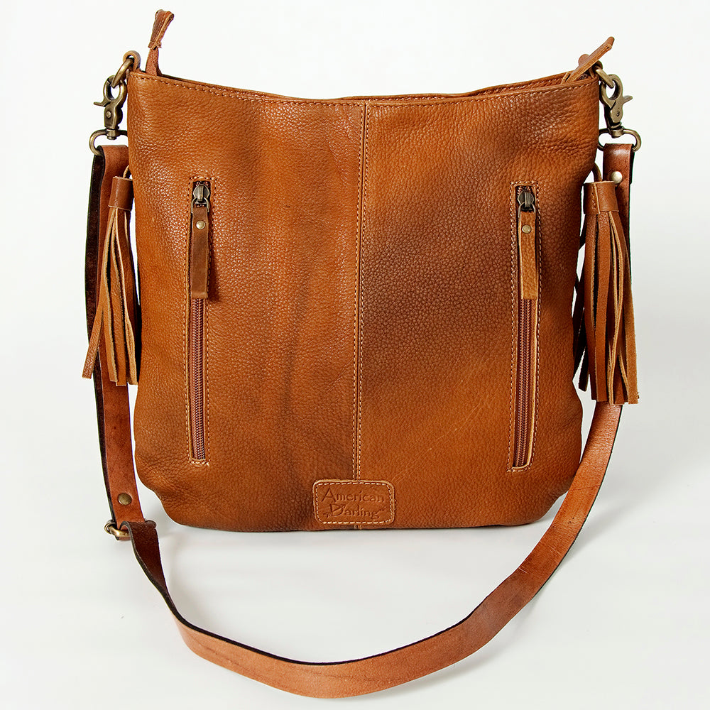 American Darling Hand-Tooled Genuine Leather Large Crossbody Bag