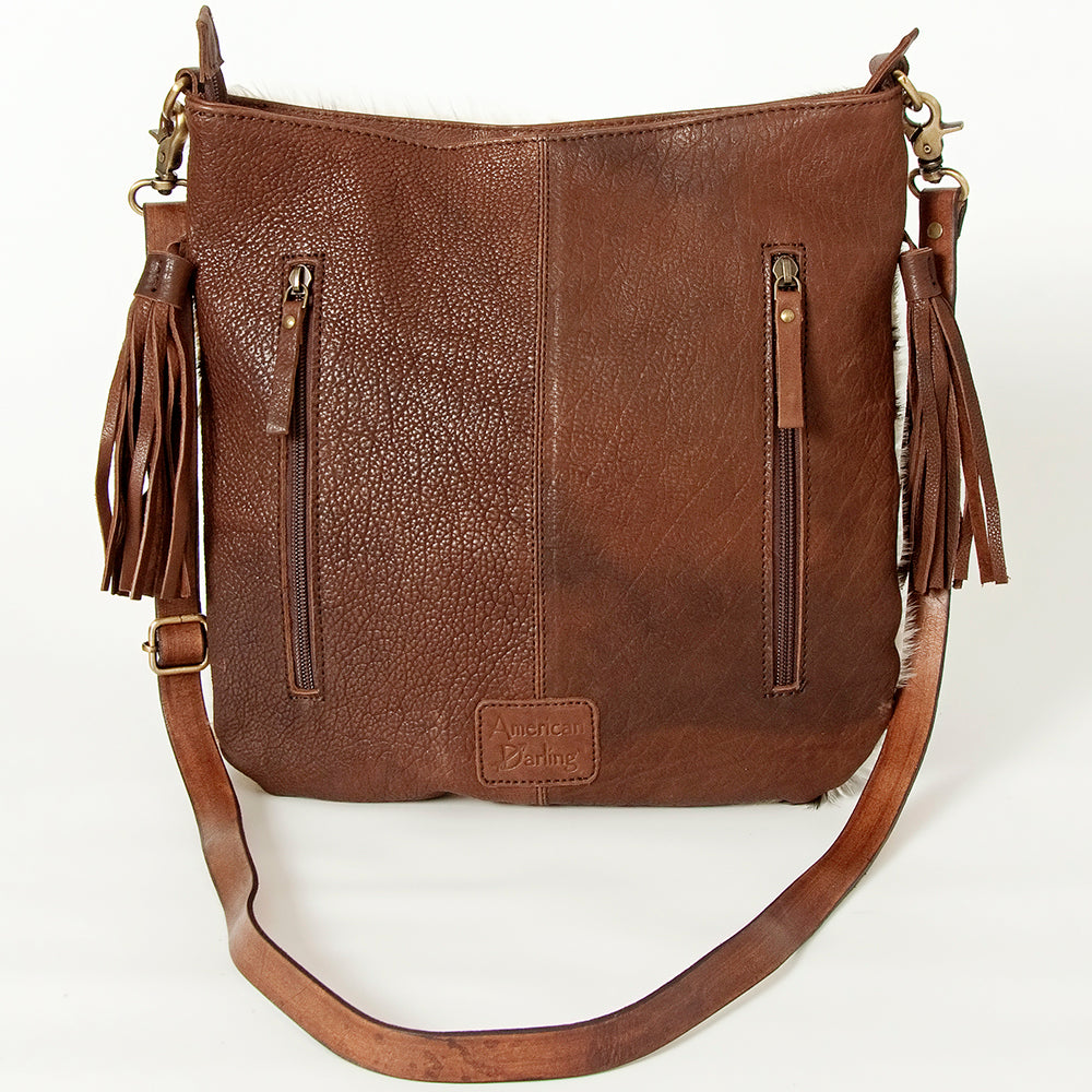 American Darling Hand-Tooled Hair-On Genuine Leather Crossbody Bag