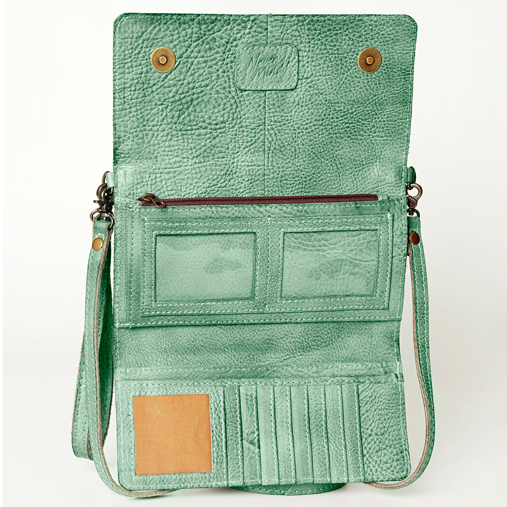 Never Mind Wallet Vintage Handmade Genuine Cowhide Leather