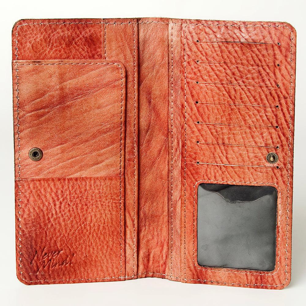 Never Mind Wallet Vintage Handmade Genuine Cowhide Leather