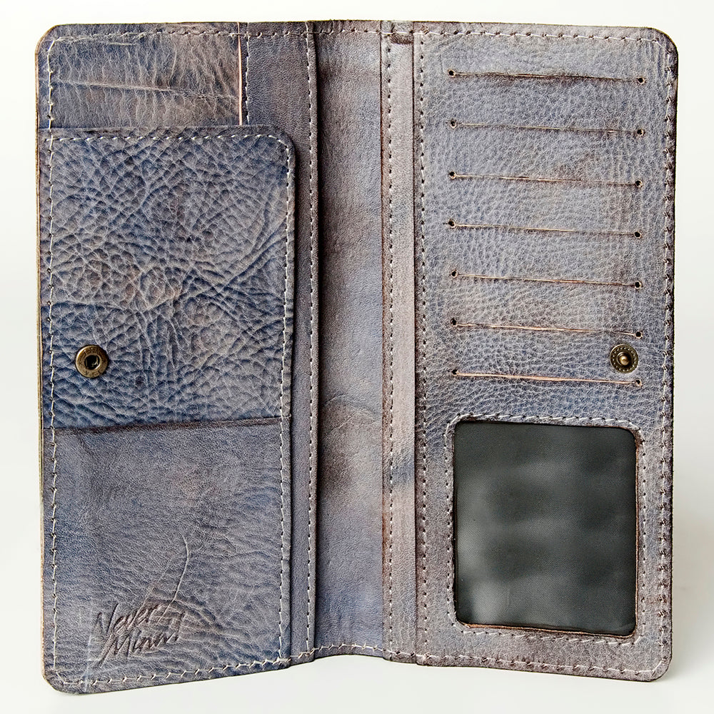 Never Mind Wallet Vintage Handmade Genuine Cowhide Leather