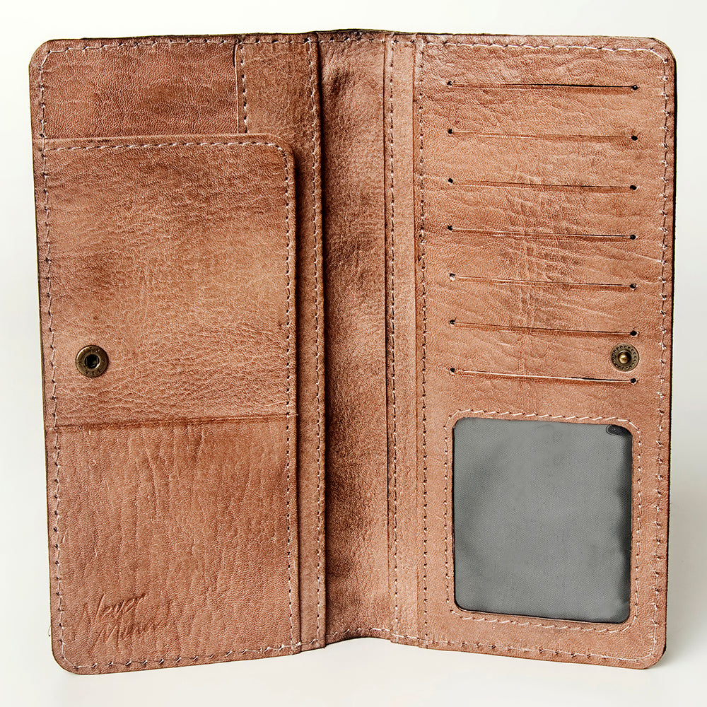 Never Mind Wallet Vintage Handmade Genuine Cowhide Leather