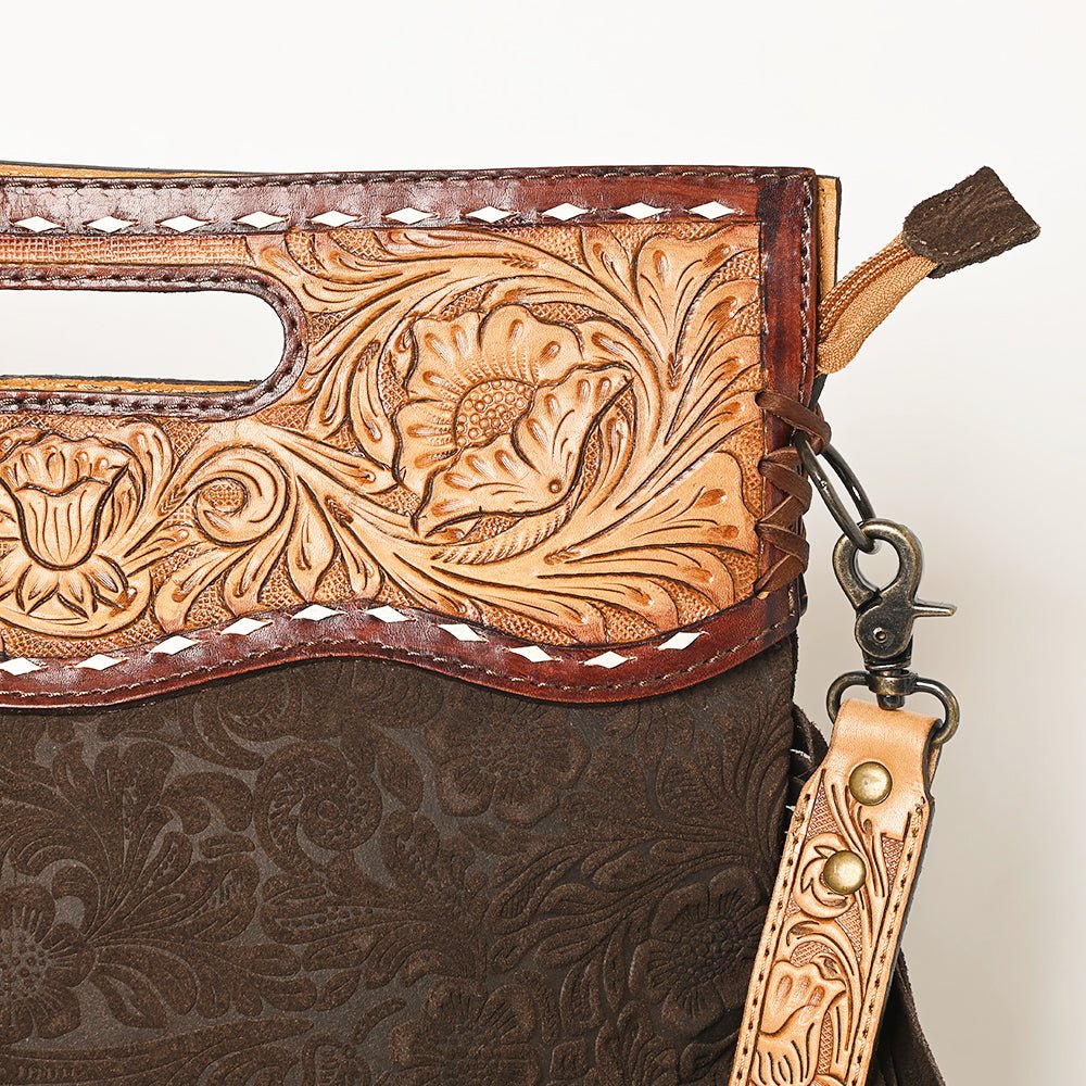 American Darling Clutch Hand Tooled Hair-On Genuine Leather