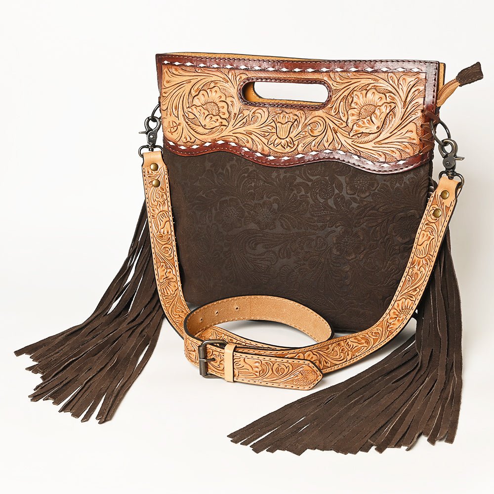 American Darling Clutch Hand Tooled Hair-On Genuine Leather