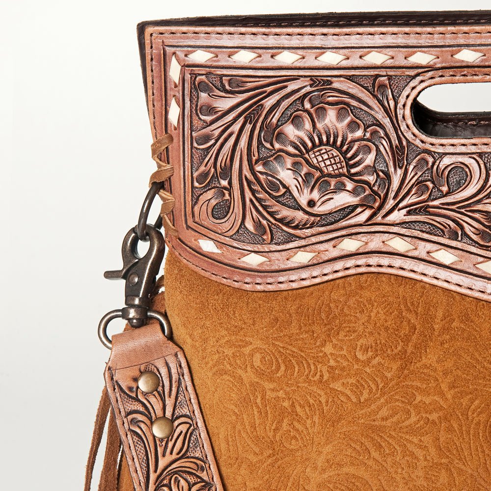 American Darling Clutch Hand Tooled Hair-On Genuine Leather