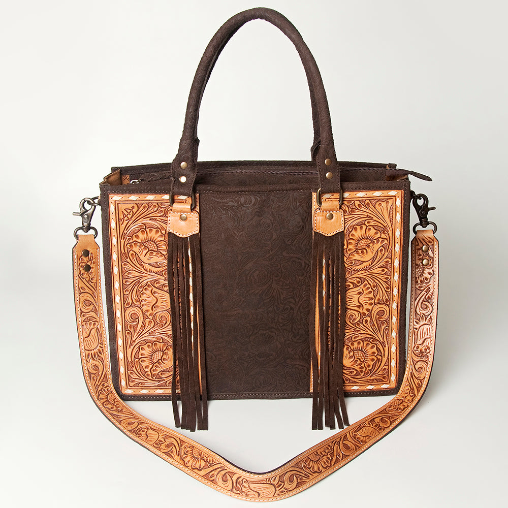 American Darling Briefcase Hand Tooled Saddle Blanket Genuine Leather