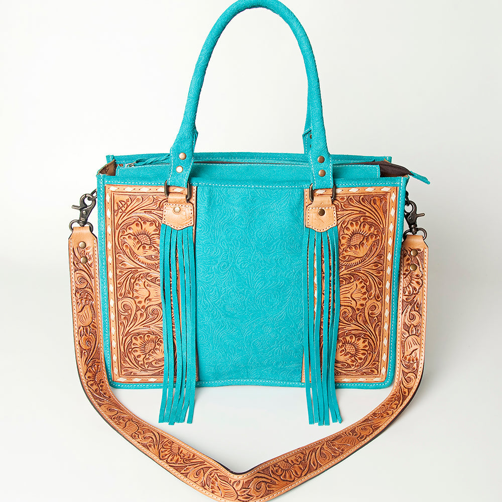 American Darling Briefcase Hand Tooled Hair On Genuine Leather Western Women Bag Handbag | for Cute Laptop