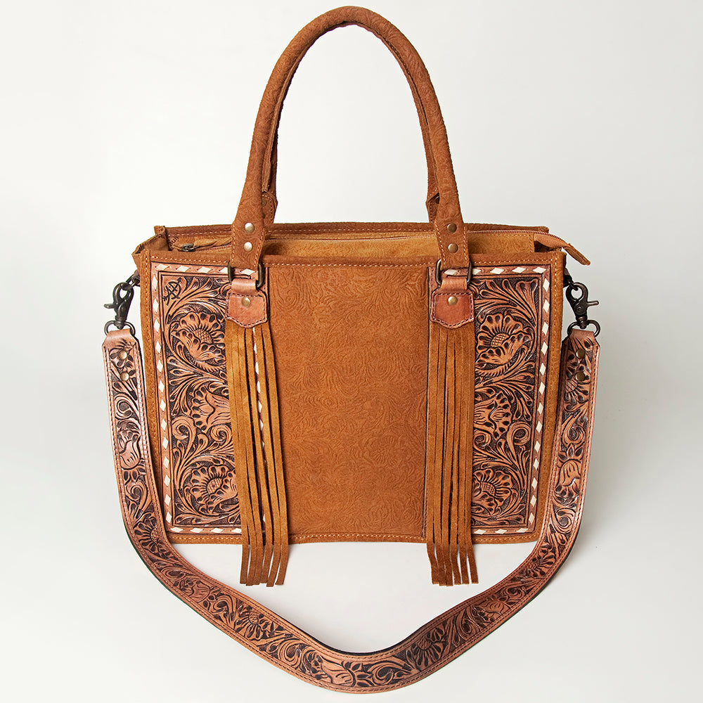 American Darling Briefcase Hand Tooled Saddle Blanket Genuine Leather