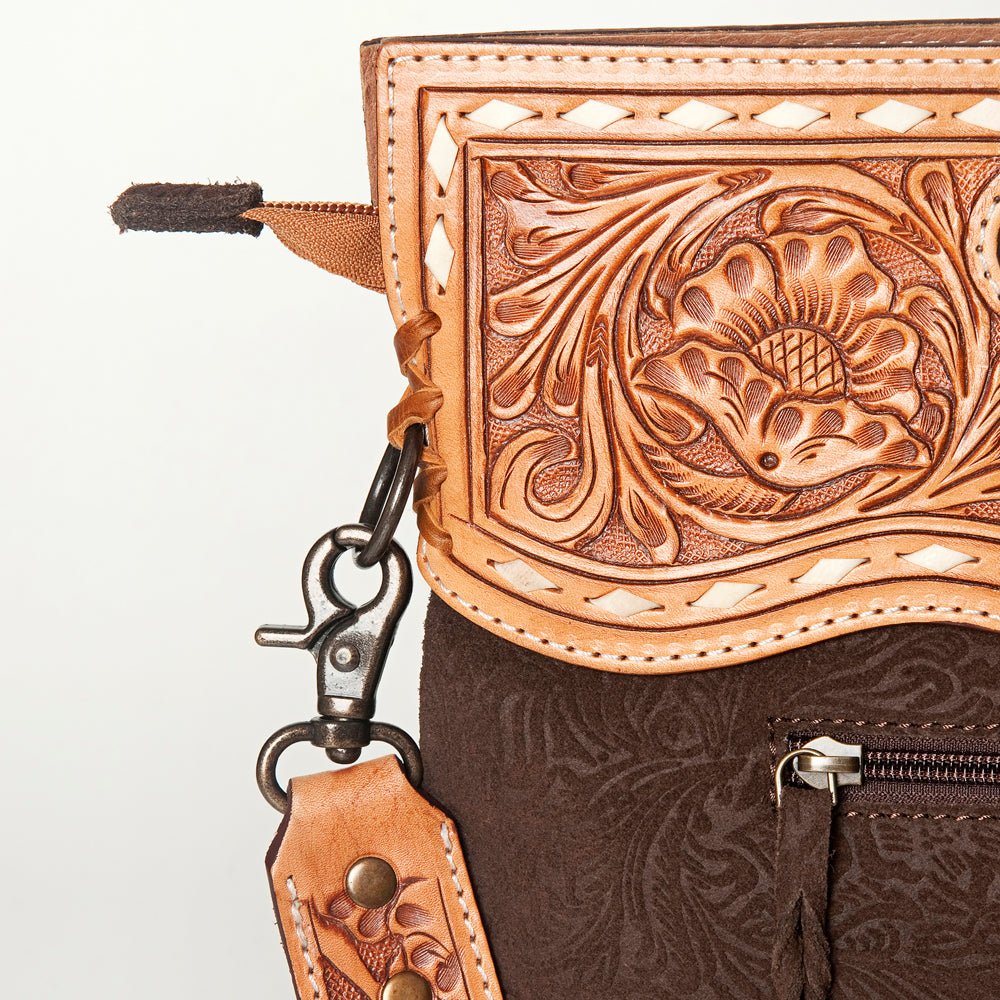 American Darling Clutch Hand Tooled Hair-On Genuine Leather