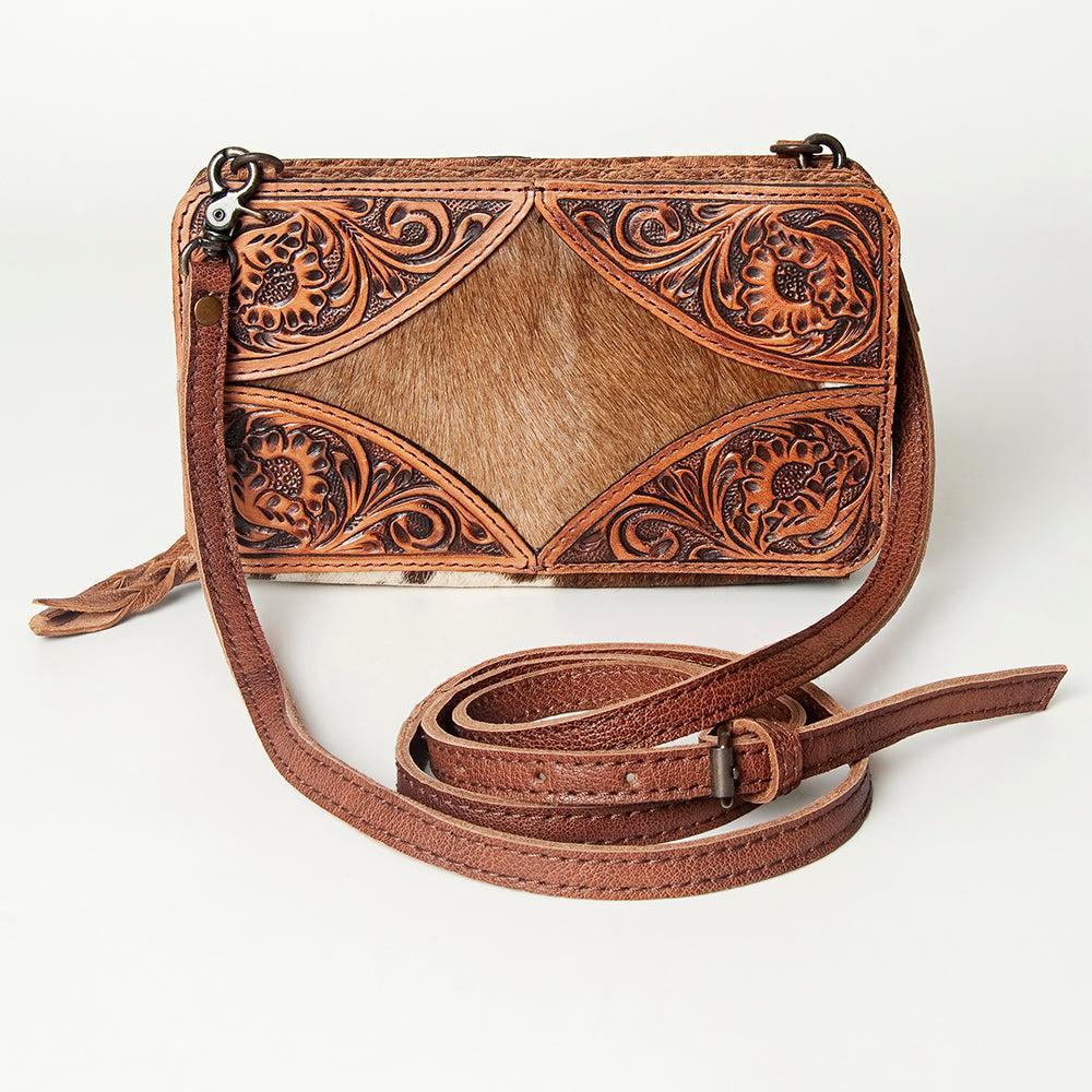American Darling Hand-Tooled Hair-On Genuine Leather Clutch