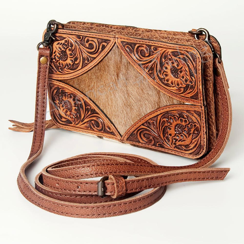 American Darling Hand-Tooled Hair-On Genuine Leather Clutch