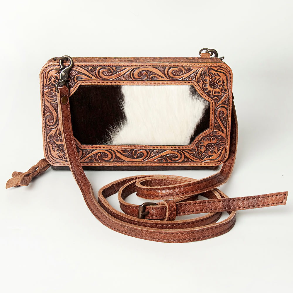 American Darling Hand-Tooled Hair-On Genuine Leather Clutch