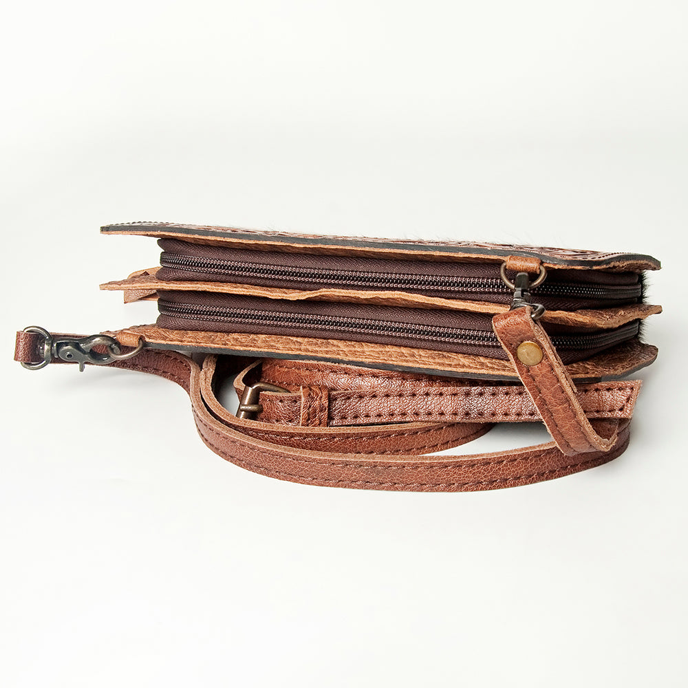 American Darling Hand-Tooled Hair-On Genuine Leather Clutch