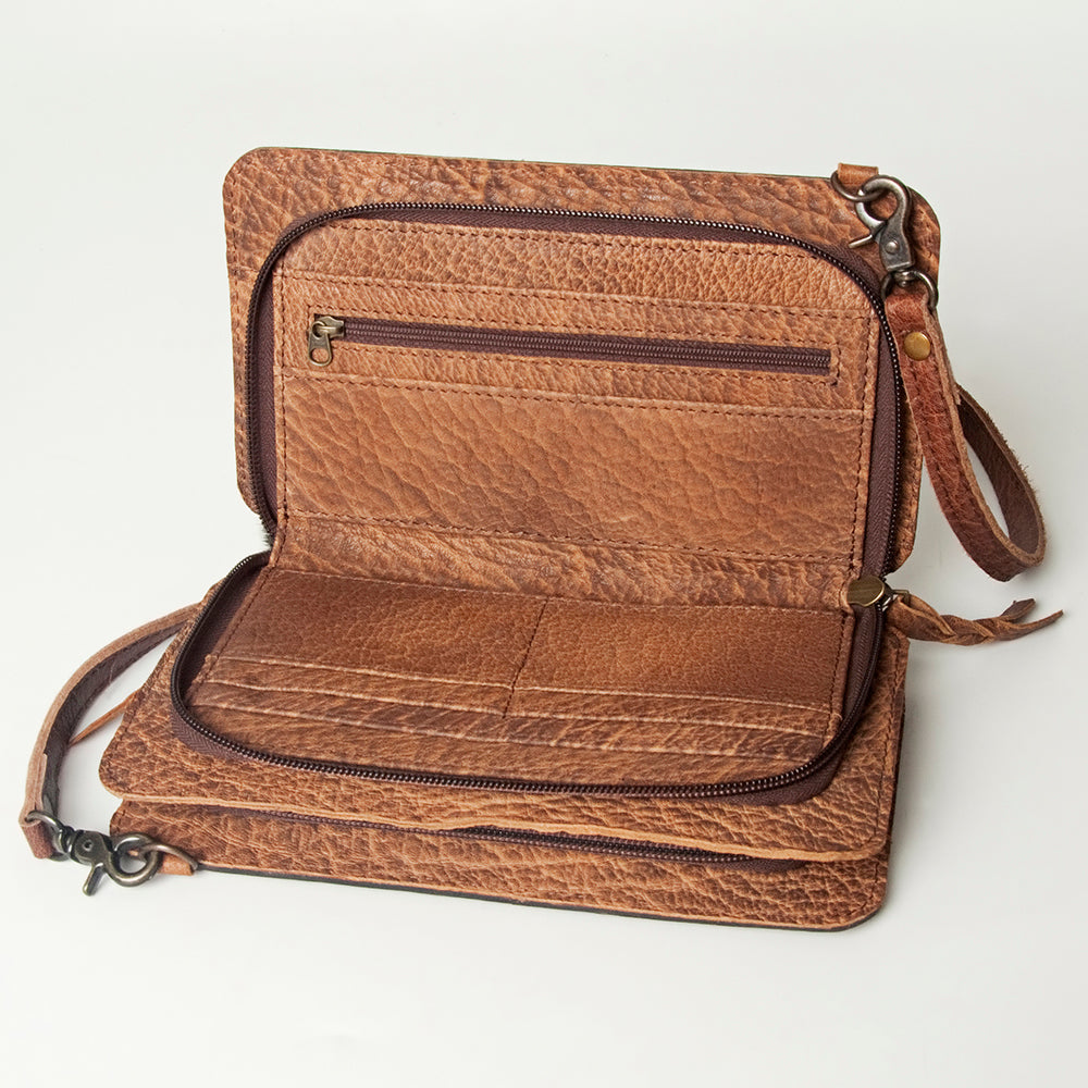 American Darling Hand-Tooled Hair-On Genuine Leather Clutch