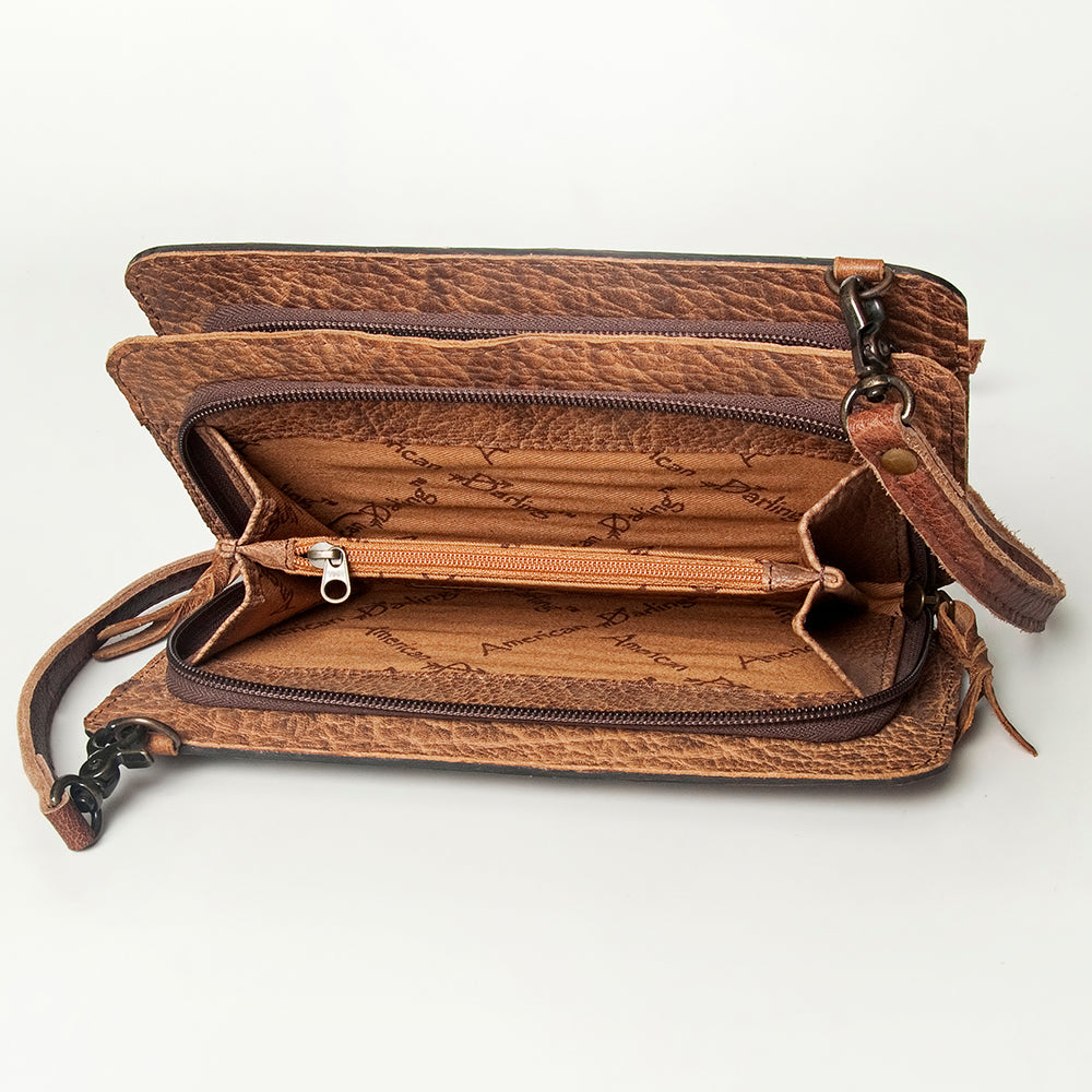 American Darling Hand-Tooled Hair-On Genuine Leather Clutch