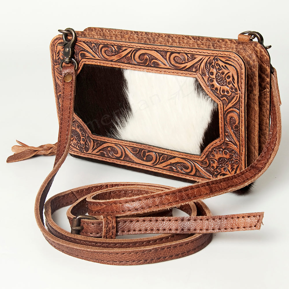 American Darling Hand-Tooled Hair-On Genuine Leather Clutch