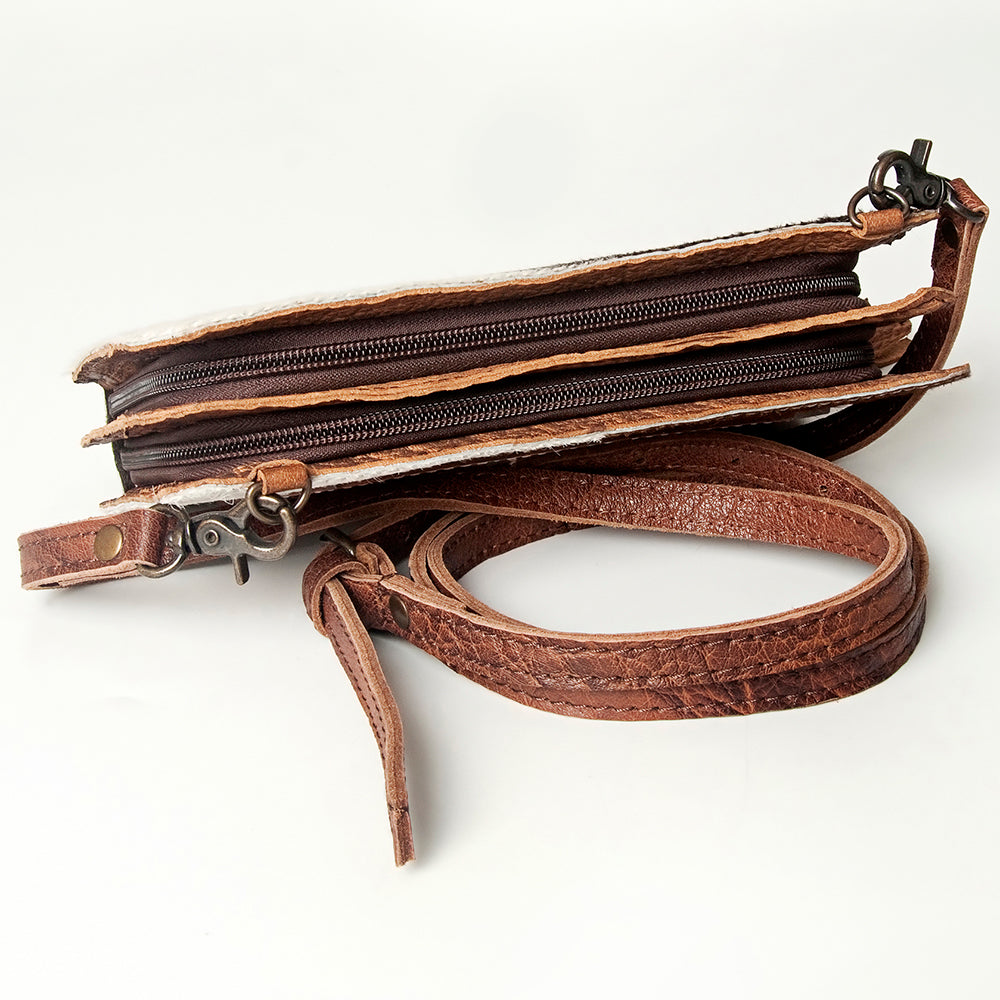 American Darling Clutch Hand Tooled Hair on Genuine Leather Western Women Bag Handbag Purse | Crossbody for Cute