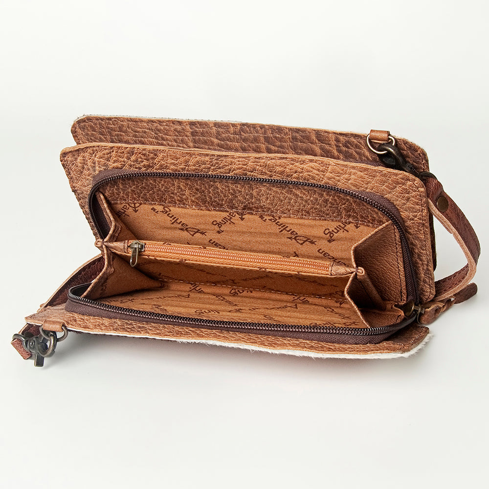 American Darling Clutch Hand Tooled Hair on Genuine Leather Western Women Bag Handbag Purse | Crossbody for Cute