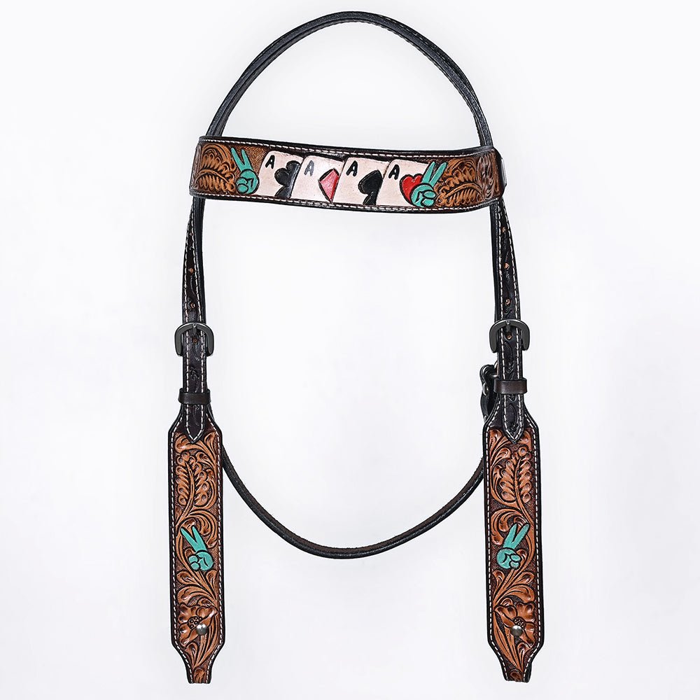 Bar H Equine American Leather Horse Saddle Tack One Ear Headstall Brown