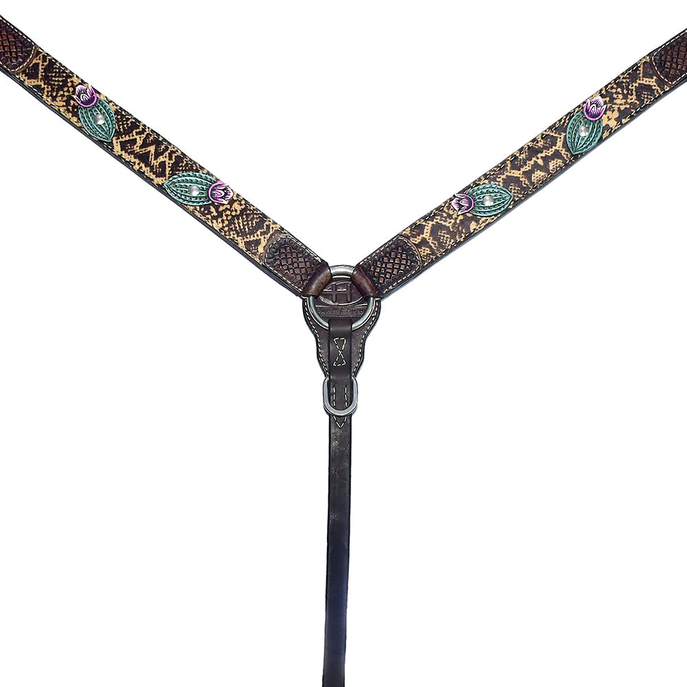 Bar H Equine Premium Hand Tooled Leather Horse Tack Headstall Breast Collar Wither Strap Set