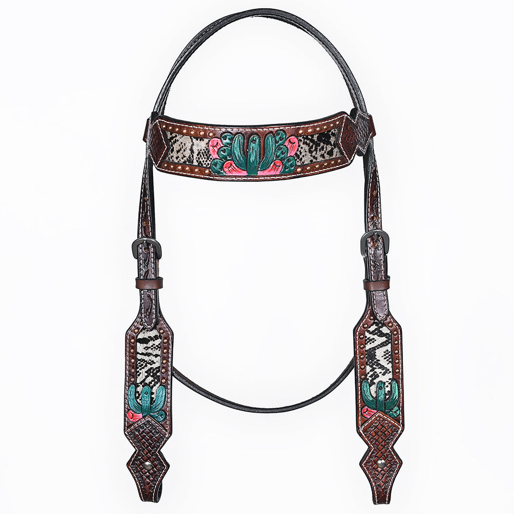 Bar H Equine American Leather Horse Saddle Tack One Ear Headstall Breast Collar Browband Wither Strap Set