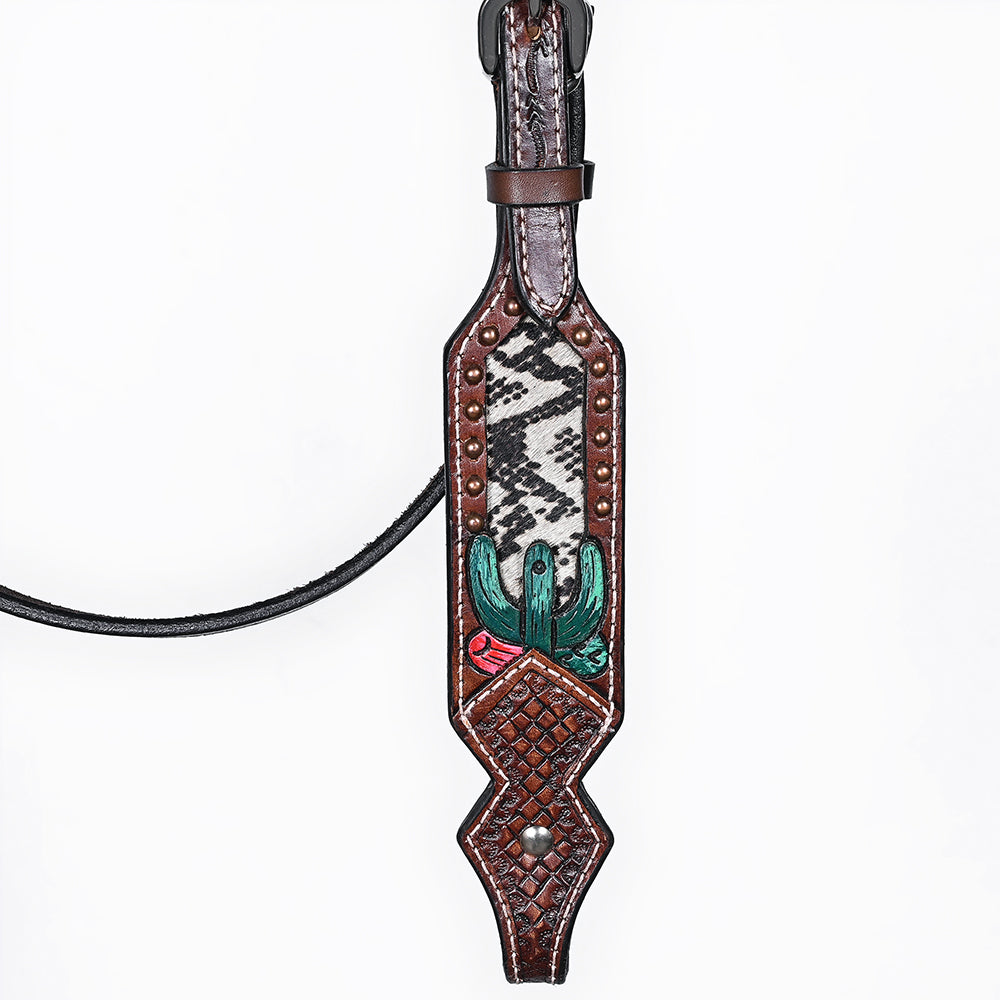 Bar H Equine American Leather Horse Saddle Tack One Ear Headstall | Breast Collar | Browband Headstall | Wither Strap | Tack Set for Horses BER170