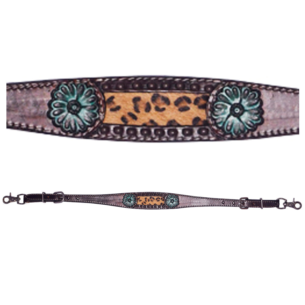 Bar H Equine Western Horse Hand Tooled Genuine Leather Wither Strap Brown