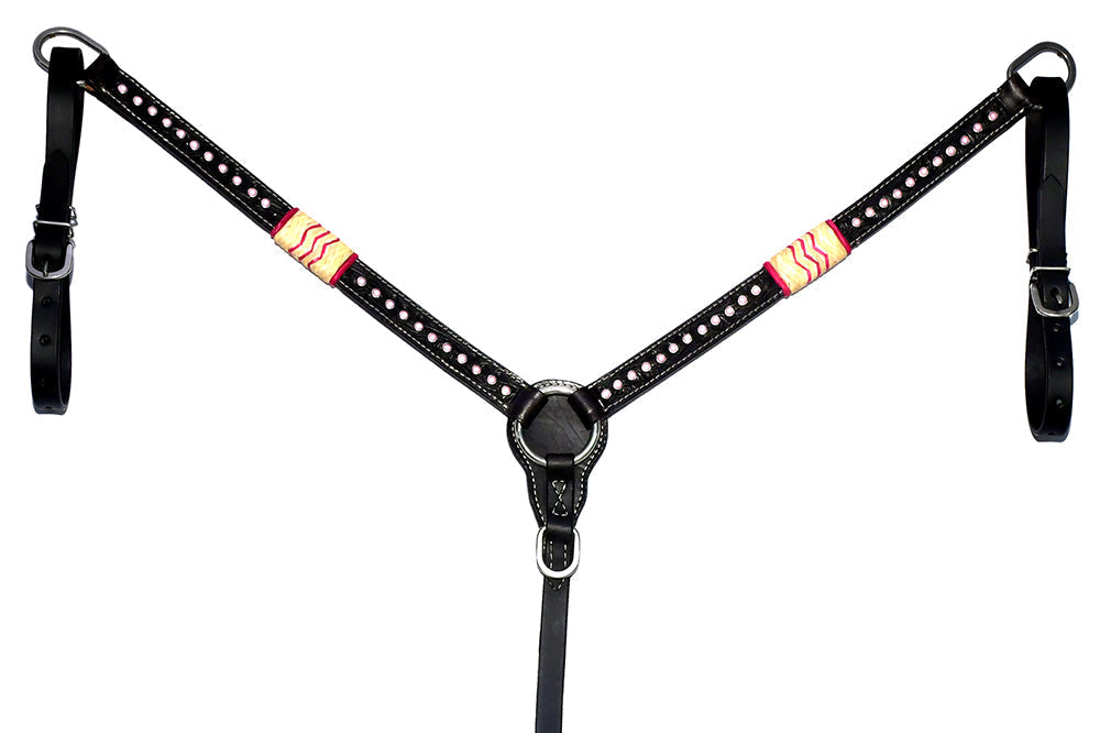 Bar H Equine Western Horse Rawhide Genuine American Leather Tack Set Brown