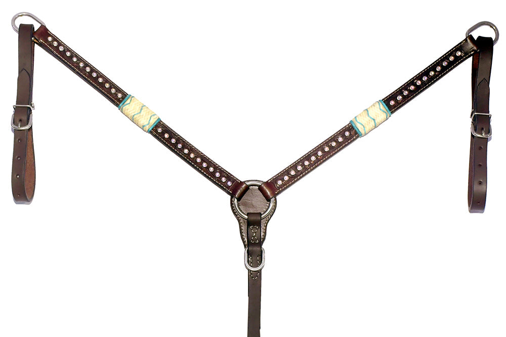 Bar H Equine Western Horse Rawhide Genuine American Leather Breast Collar