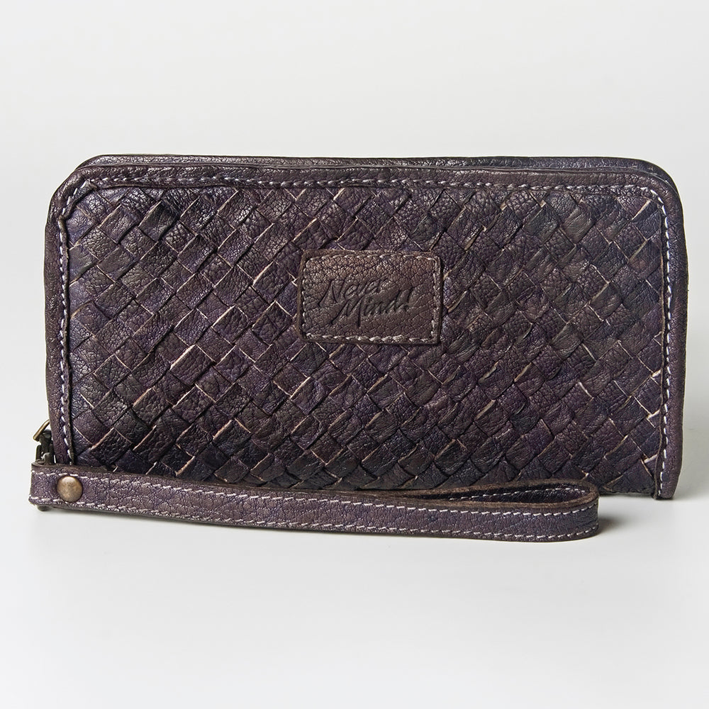 Never Mind Wallet Vintage Handmade Genuine Cowhide Leather
