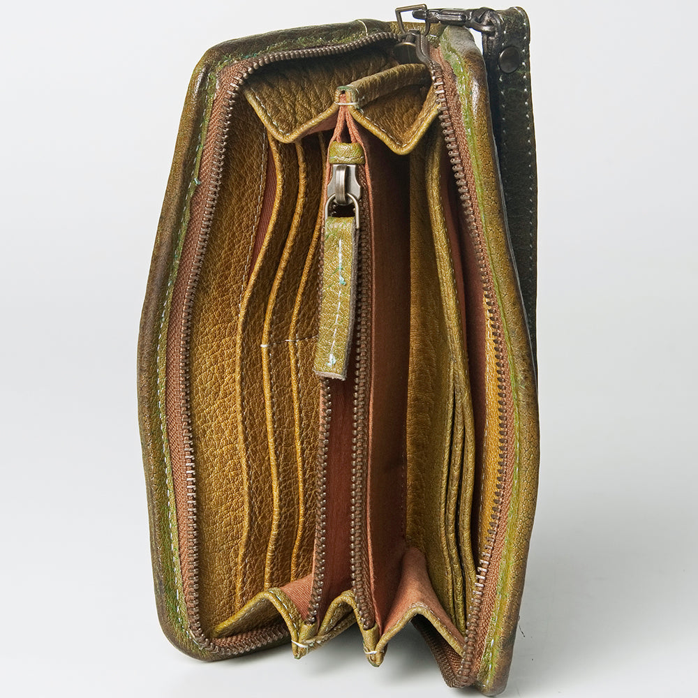 Never Mind Wallet Vintage Handmade Genuine Cowhide Leather