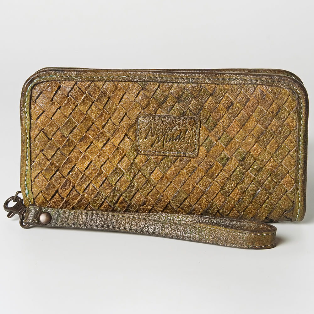 Never Mind Wallet Vintage Handmade Genuine Cowhide Leather