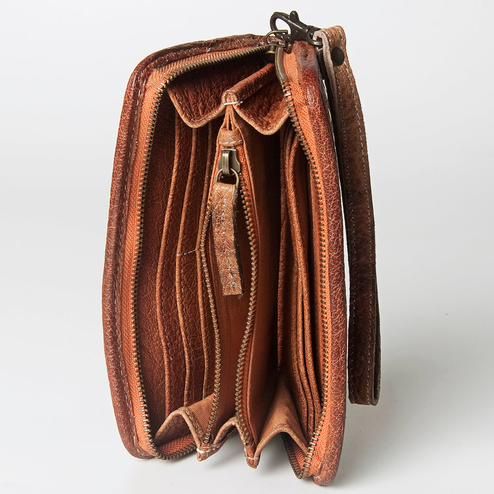 Never Mind Wallet Vintage Handmade Genuine Cowhide Leather