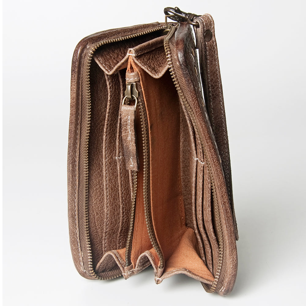 Never Mind Wallet Vintage Handmade Genuine Cowhide Leather