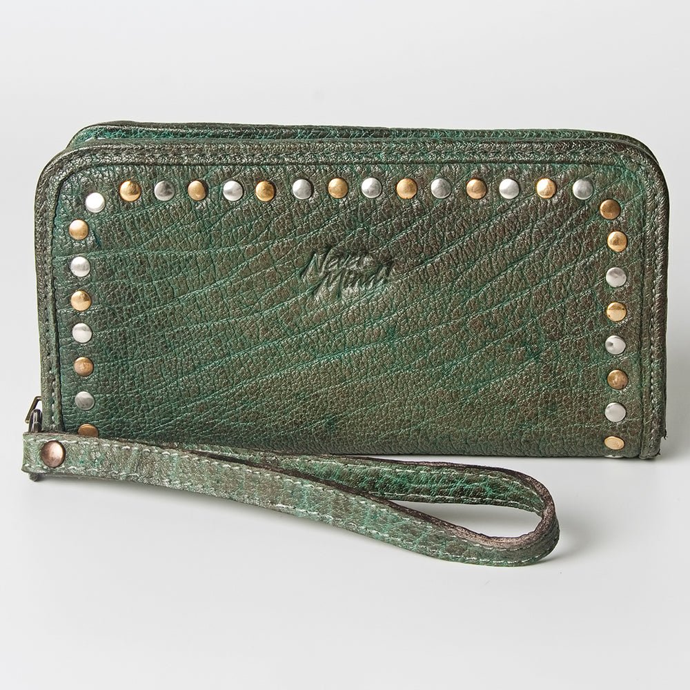 Never Mind Wallet Vintage Handmade Genuine Cowhide Leather