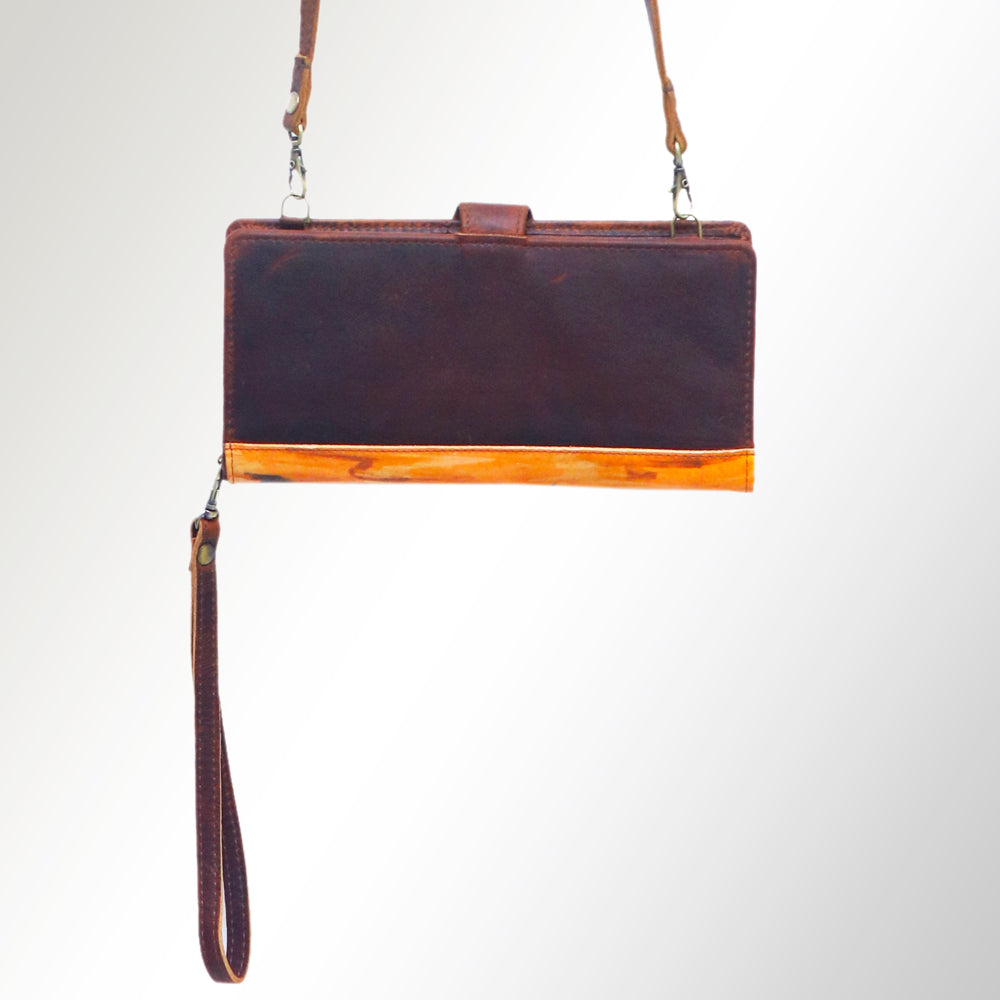 American Darling Wristlet Bag, Hand-Painted Genuine Leather, Western Vegetable Tanned Full Grain Leather Wallet Bag