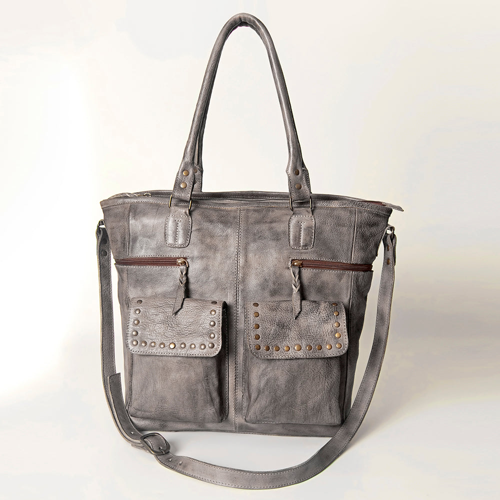 Never Mind Tote Vintage Handmade Genuine Cowhide Leather