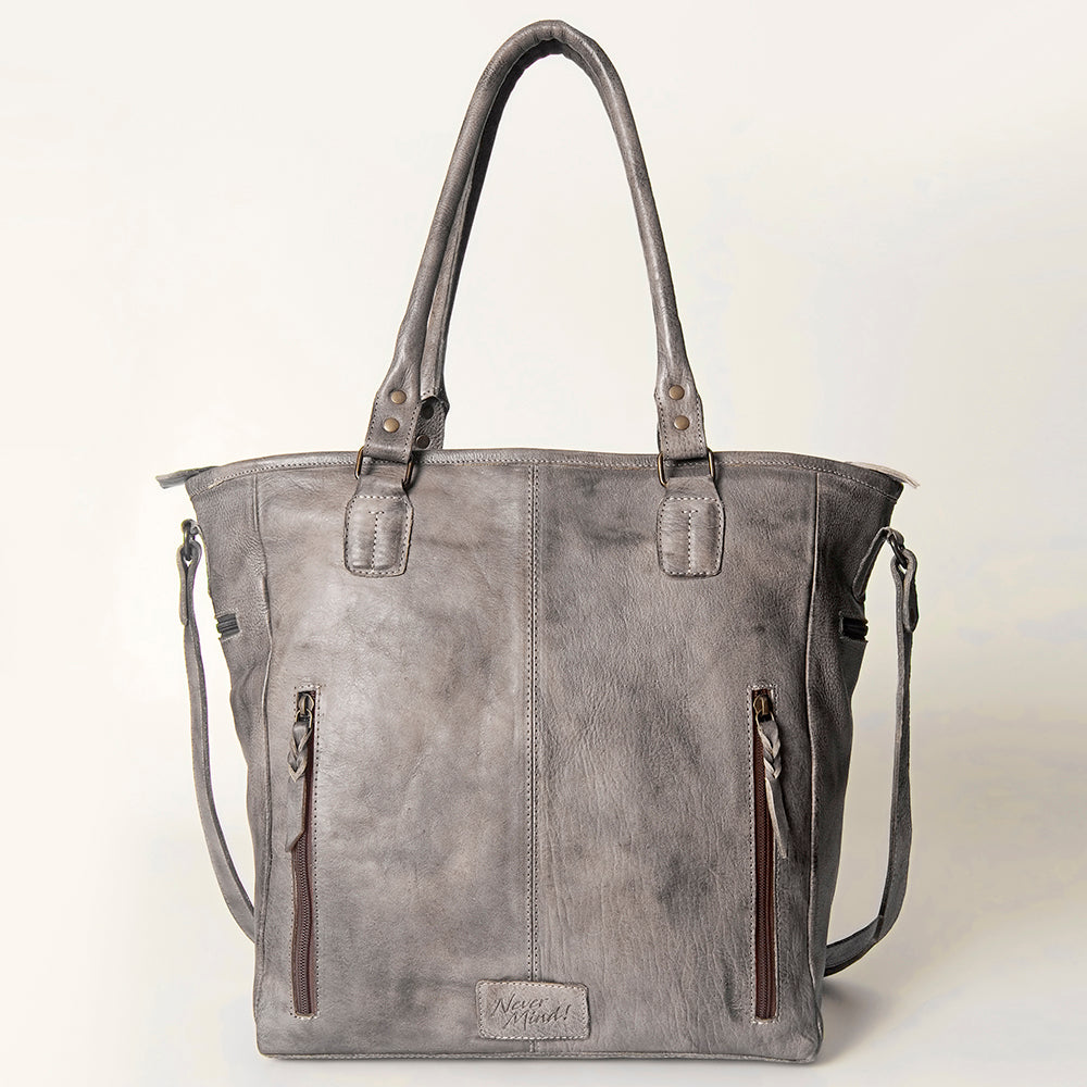Never Mind Tote Vintage Handmade Genuine Cowhide Leather