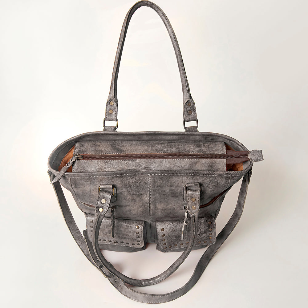 Never Mind Tote Vintage Handmade Genuine Cowhide Leather