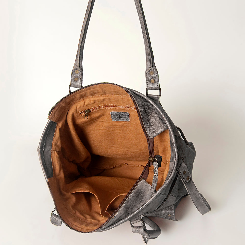 Never Mind Tote Vintage Handmade Genuine Cowhide Leather