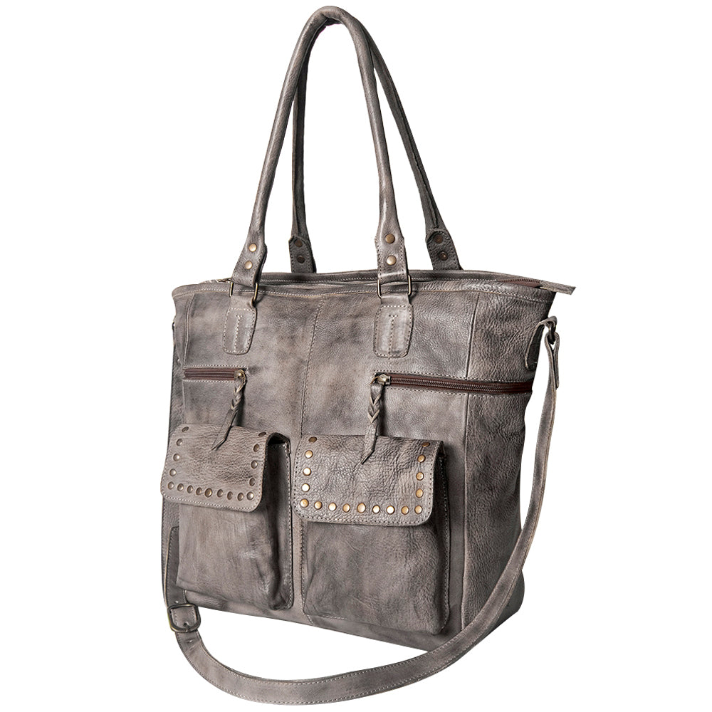Never Mind Tote Vintage Handmade Genuine Cowhide Leather