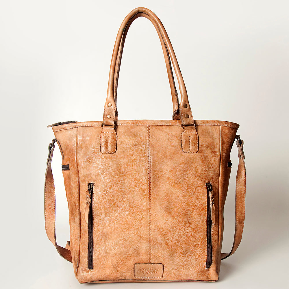 Never Mind Tote Vintage Handmade Genuine Cowhide Leather