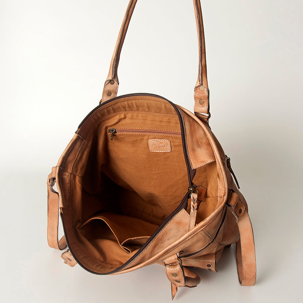 Never Mind Tote Vintage Handmade Genuine Cowhide Leather