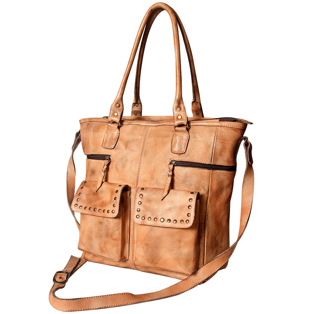 Never Mind Tote Vintage Handmade Genuine Cowhide Leather