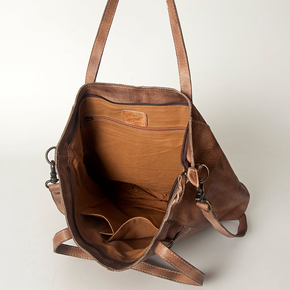 Never Mind Nmbg120A Tote Vintage Handmade Genuine Cowhide Leather Women Bag Western Handbag Purse