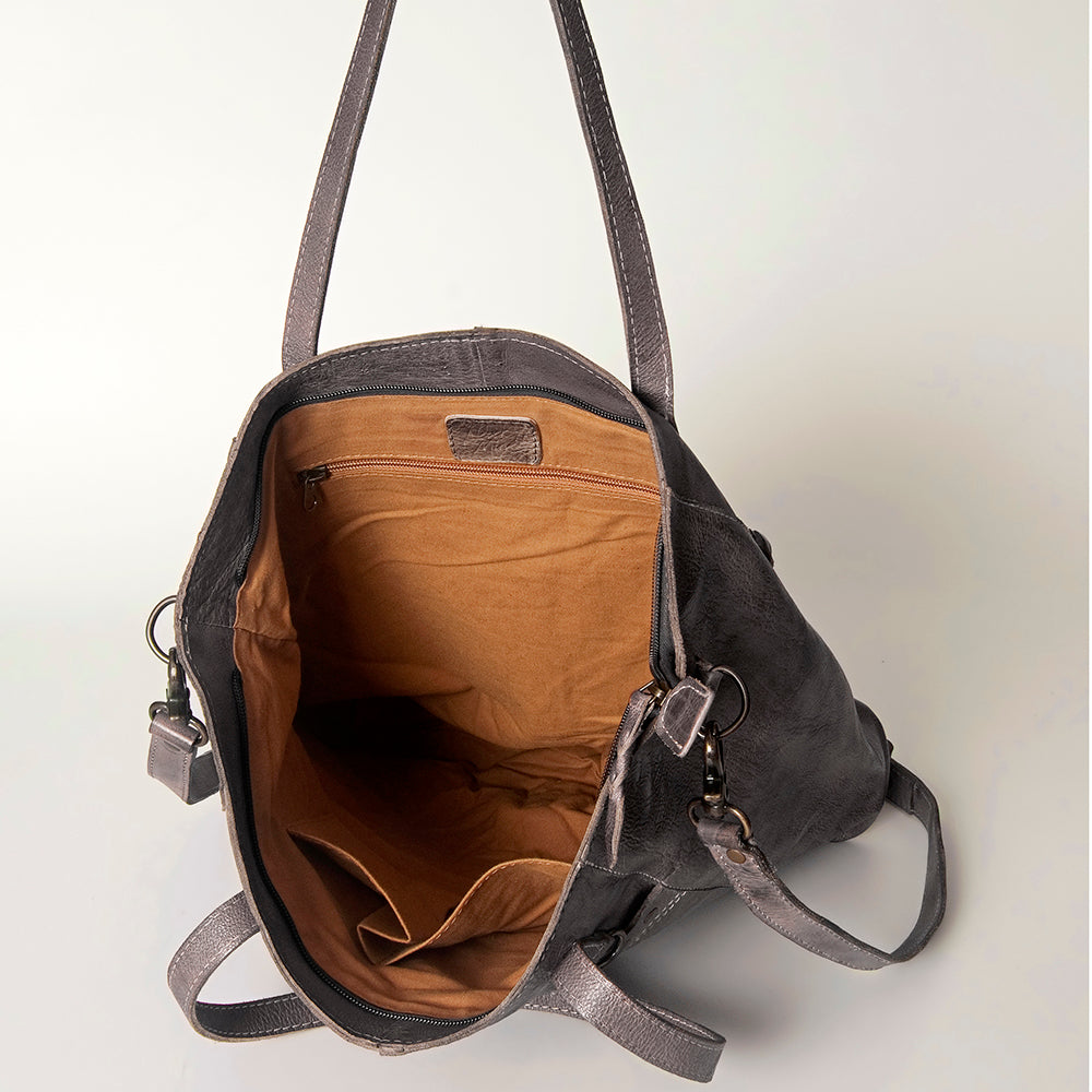Never Mind Tote Vintage Handmade Genuine Cowhide Leather
