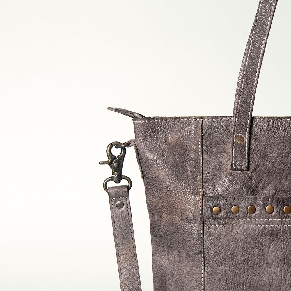 Never Mind Tote Vintage Handmade Genuine Cowhide Leather